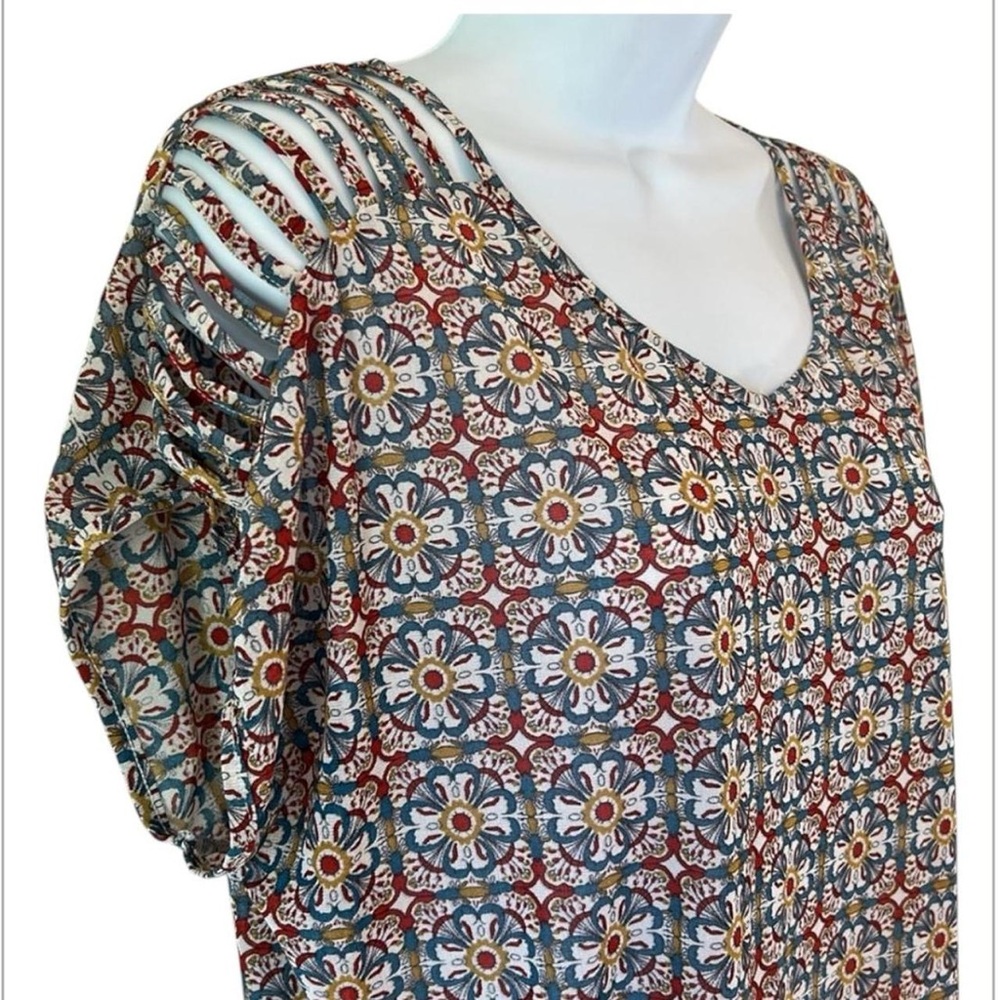 Floral Twee Bohemian 70s Style Amang NY Hippie Blouse - Picture 4 of 7